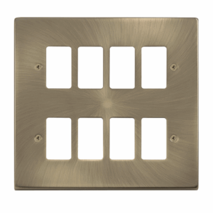 Click Deco 8 Gang GridPro Frontplate Antique Brass