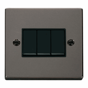 Click Deco 3 Gang 2 Way 10Ax Switch Black