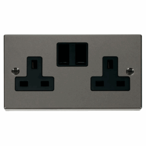 Click Deco 2 Gang 13A Dp Switched Socket Outlet Black
