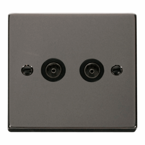 Click Deco Twin Coaxial Socket Outlet Black