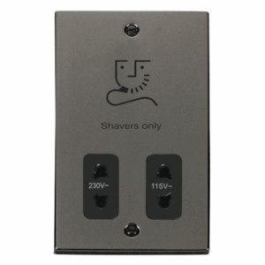 Click Deco Dual Voltage Shaver Socket Outlet 115/230V Black