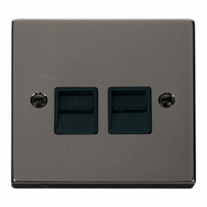Click Deco Twin Telephone Socket Outlet Secondary Black