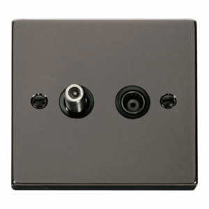 Click Deco 1 Gang Satellite & Coaxial Socket Outlet Black