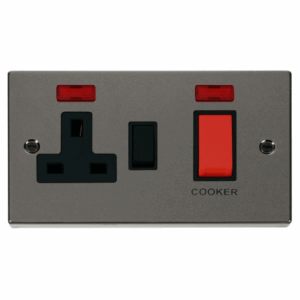 Click Deco 45A Dp Switch 13A Switched Socket & Neons (2) Black
