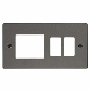 Click Deco Hotel Accessory Plate 2 Gang GridPro Frontplate With Twin New Media Aperture