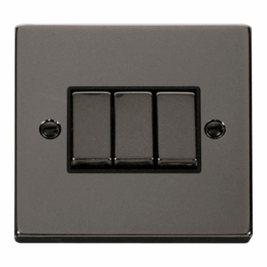 Click Deco 3 Gang 2 Way Ingot 10Ax Switch Black