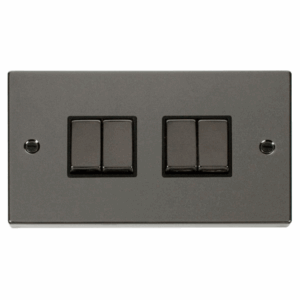 Click Deco 4 Gang 2 Way Ingot 10Ax Switch Black