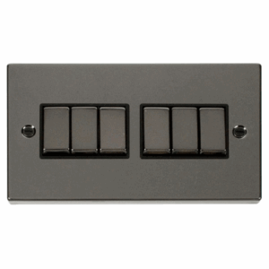 Click Deco 6 Gang 2 Way Ingot 10Ax Switch Black