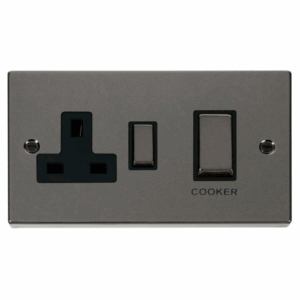 Click Deco Ingot 45A Dp Switch 13A Switched Socket Black