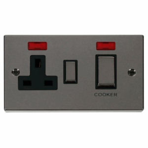 Click Deco Ingot 45A Dp Switch 13A Switched Socket & Neons (2) Black