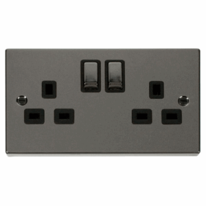 Click Deco 2 Gang 13A Dp Ingot Switched Socket Outlet Black