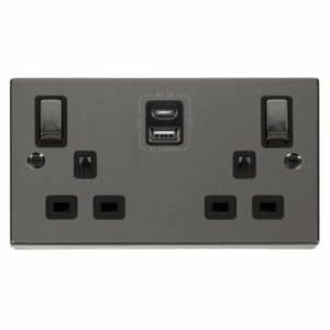 Click Deco 2G 13A Switch Skt 4.2A A&C Usb Ingot Vpbn Bk