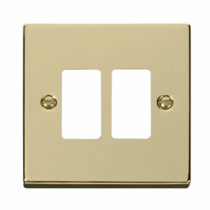 Click Deco 2 Gang GridPro Frontplate Polished Brass
