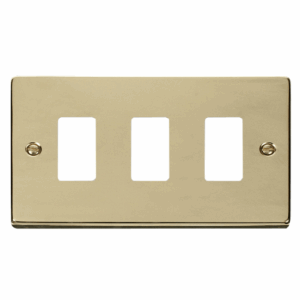 Click Deco 3 Gang GridPro Frontplate Polished Brass