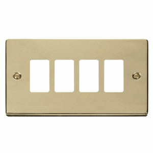 Click Deco 4 Gang GridPro Frontplate Polished Brass