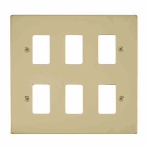 Click Deco 6 Gang GridPro Frontplate Polished Brass