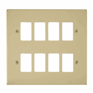 Click Deco 8 Gang GridPro Frontplate Polished Brass