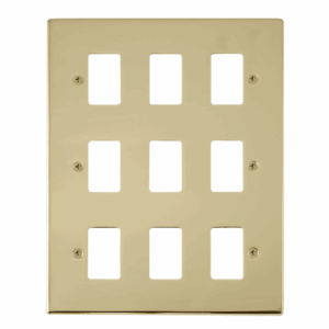 Click Deco 9 Gang GridPro Frontplate Polished Brass