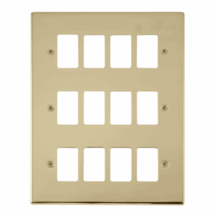 Click Deco 12 Gang GridPro Frontplate Polished Brass