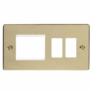 Click Deco Hotel Accessory Plate 2 Gang GridPro Frontplate With Twin New Media Aperture