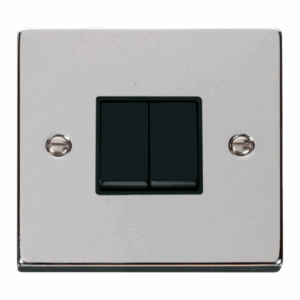 Click Deco 2 Gang 2 Way 10Ax Switch Black