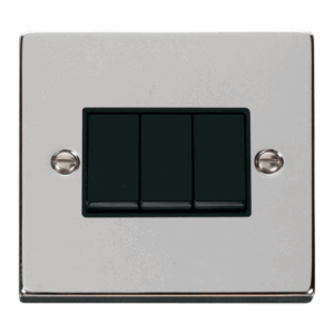 Click Deco 3 Gang 2 Way 10Ax Switch Black