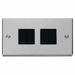 Click Deco 4 Gang 2 Way 10Ax Switch Black