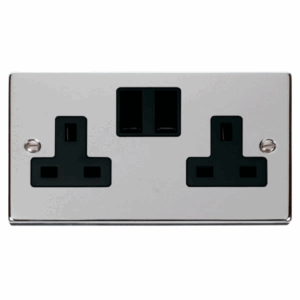Click Deco 2 Gang 13A Dp Switched Socket Outlet Black