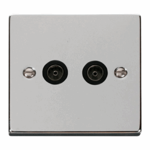 Click Deco Twin Coaxial Socket Outlet Black