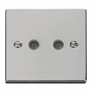 Click Deco Twin Coaxial Socket Outlet White