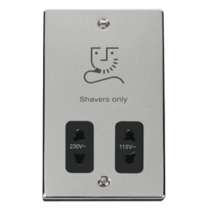 Click Deco Dual Voltage Shaver Socket Outlet 115/230V Black