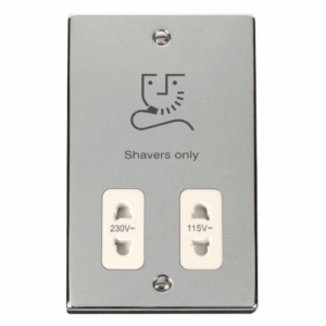 Click Deco Dual Voltage Shaver Socket Outlet 115/230V White