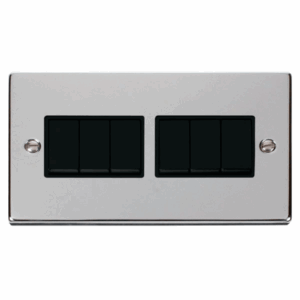 Click Deco 6 Gang 2 Way 10Ax Switch Black