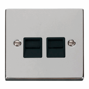 Click Deco Twin Telephone Socket Outlet Master Black