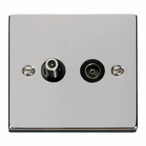 Click Deco 1 Gang Satellite & Isolated Coaxial Socket Outlet Black