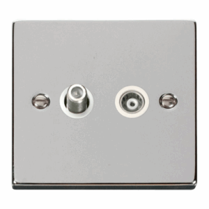 Click Deco 1 Gang Satellite & Isolated Coaxial Socket Outlet White