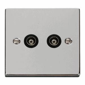 Click Deco Twin Isolated Coaxial Socket Outlet Black