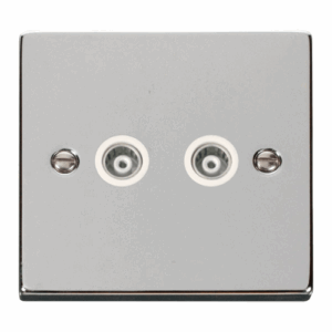 Click Deco Twin Isolated Coaxial Socket Outlet White