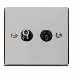 Click Deco 1 Gang Satellite & Coaxial Socket Outlet Black