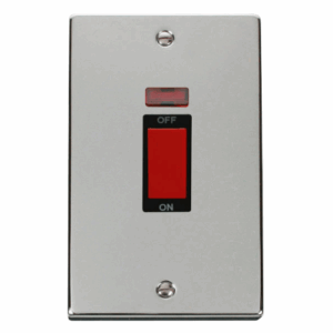 Click Deco 2 Gang 45A Dp Switch With Neon Black