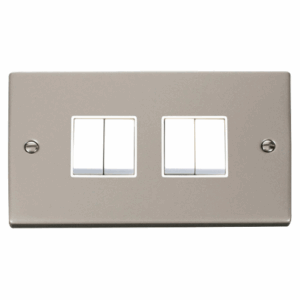 Click Deco 4 Gang 2 Way 10Ax Switch White