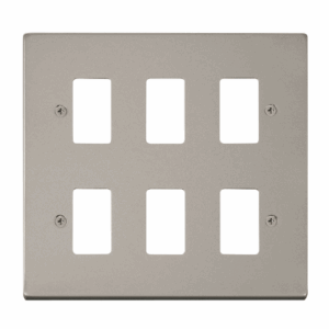 Click Deco 6 Gang GridPro Frontplate Pearl Nickel