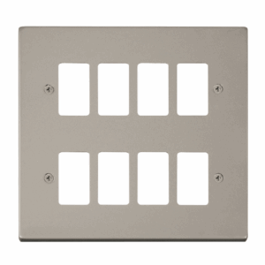 Click Deco 8 Gang GridPro Frontplate Pearl Nickel