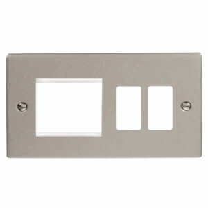 Click Deco Hotel Accessory Plate 2 Gang GridPro Frontplate With Twin New Media Aperture