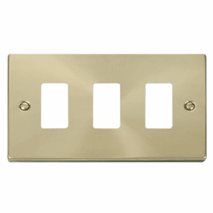 Click Deco 3 Gang GridPro Frontplate Satin Brass
