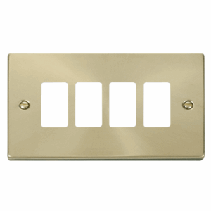 Click Deco 4 Gang GridPro Frontplate Satin Brass