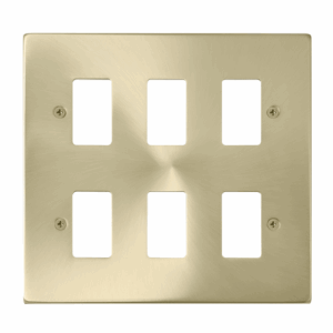 Click Deco 6 Gang GridPro Frontplate Satin Brass