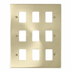 Click Deco 9 Gang GridPro Frontplate Satin Brass