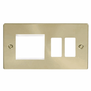 Click Deco Hotel Accessory Plate 2 Gang GridPro Frontplate With Twin New Media Aperture