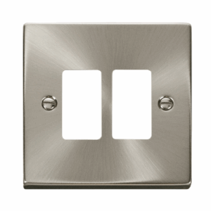 Click Deco 2 Gang GridPro Frontplate Satin Chrome